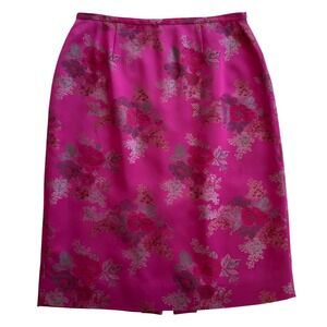 Dana Buchman Women's Multicolor Pink Floral Pencil Skirt Size 12 Knee Length Y2K